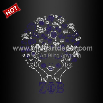 Hotsale ZOB Rhinestone Transfers Design for Zeta Phi Beta Sorority Afro Girls Design Hotsale ZOB Rhinestone Transfers Design for Zeta Phi Beta Sorority Afro Girls Design